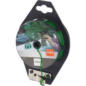 Filo piatto per legatura verde, spessore 0,4 mm, rotolo da 100 m, per giardino e bricolage.