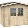 Casetta da giardino in legno Bh25 Madame con doppia porta, finestre e tetto in ardesia nera.