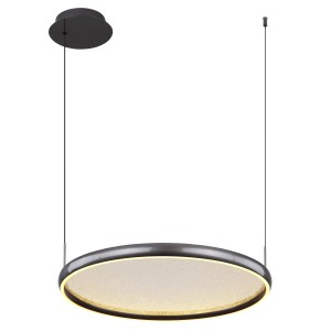 Moderna lampada a sospensione t.b.t. rotonda in grigio. Elegante lampada a sospensione per un'illuminazione di stile.