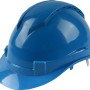 Casco da cantiere blu LUX con sospensione a 6 punti e vestibilità regolabile per una protezione ottimale.