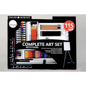 Set completo per dipingere con cavalletto, colori, pennelli e matite. Ideale per artisti.