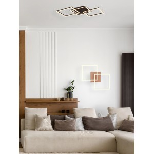 Moderna plafoniera a LED color titanio Trail, 52,6 cm, con elementi orientabili nel soggiorno.