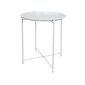 Tavolino vassoio metallo bianco Ø 47xH51 cm