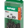 Viti universali Spax, 4,5x20 mm, zincate, nere, 20 pezzi in contenitore trasparente.