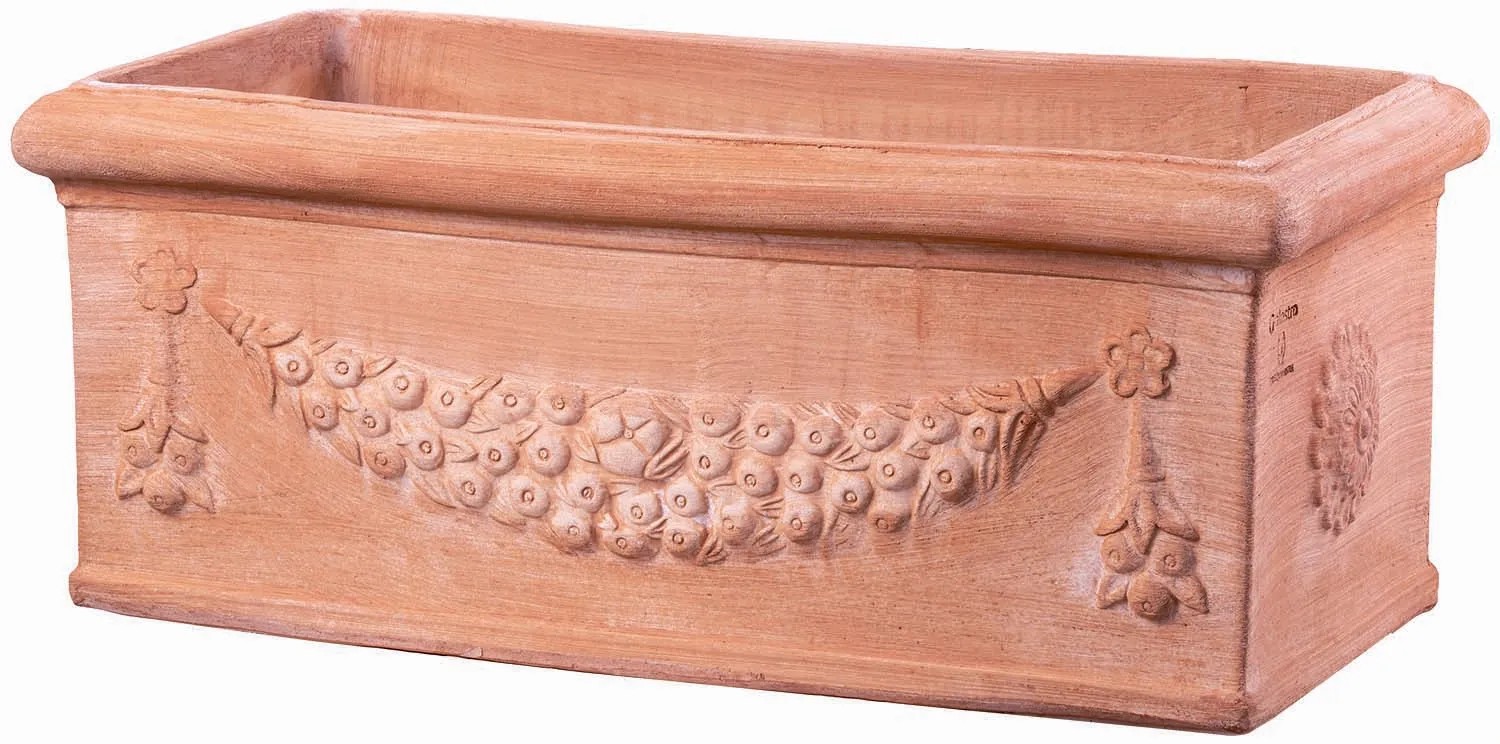Fioriera TOSCANA In Plastica Colore Terracotta, Lunghezza 60 Cm, Per Balcone, Resistente Agli Urti