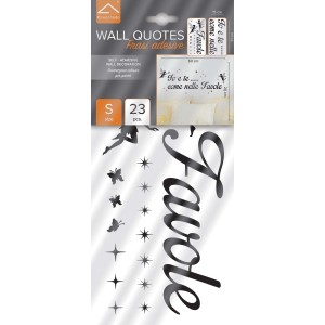 Adesivo murale "Favole" con fate, farfalle e stelle come decorazione.