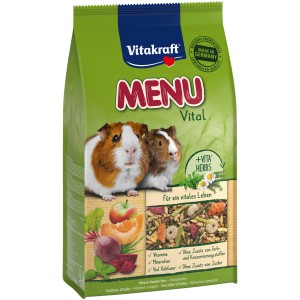 Vitakraft Cibo per cavie Menu Vital, confezione da 1 kg con cavie e verdure.