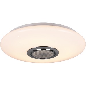 Plafoniera LED bianca Musica con altoparlante e cambio colore per soggiorno e camere da letto.