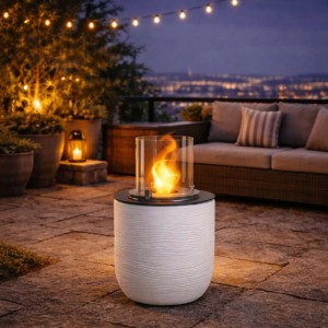 Camino a bioetanolo giardino Divina Fire Raffaello 3,4 kW Ø35xH55 cm bianco p.