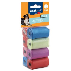 Sacchettini igienici per cani Vitakraft, colori assortiti, 8 rotoli da 20.