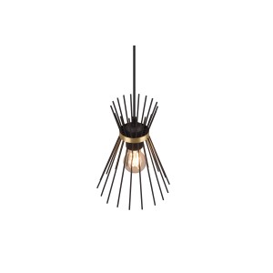 Moderna lampada a sospensione Reality Rod, 1 luce, nero-oro, 20x20 cm. Lampada a sospensione in metallo.