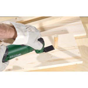 Lama a tuffo LUX Bi-Metall in uso con multiutensile per la lavorazione del legno.