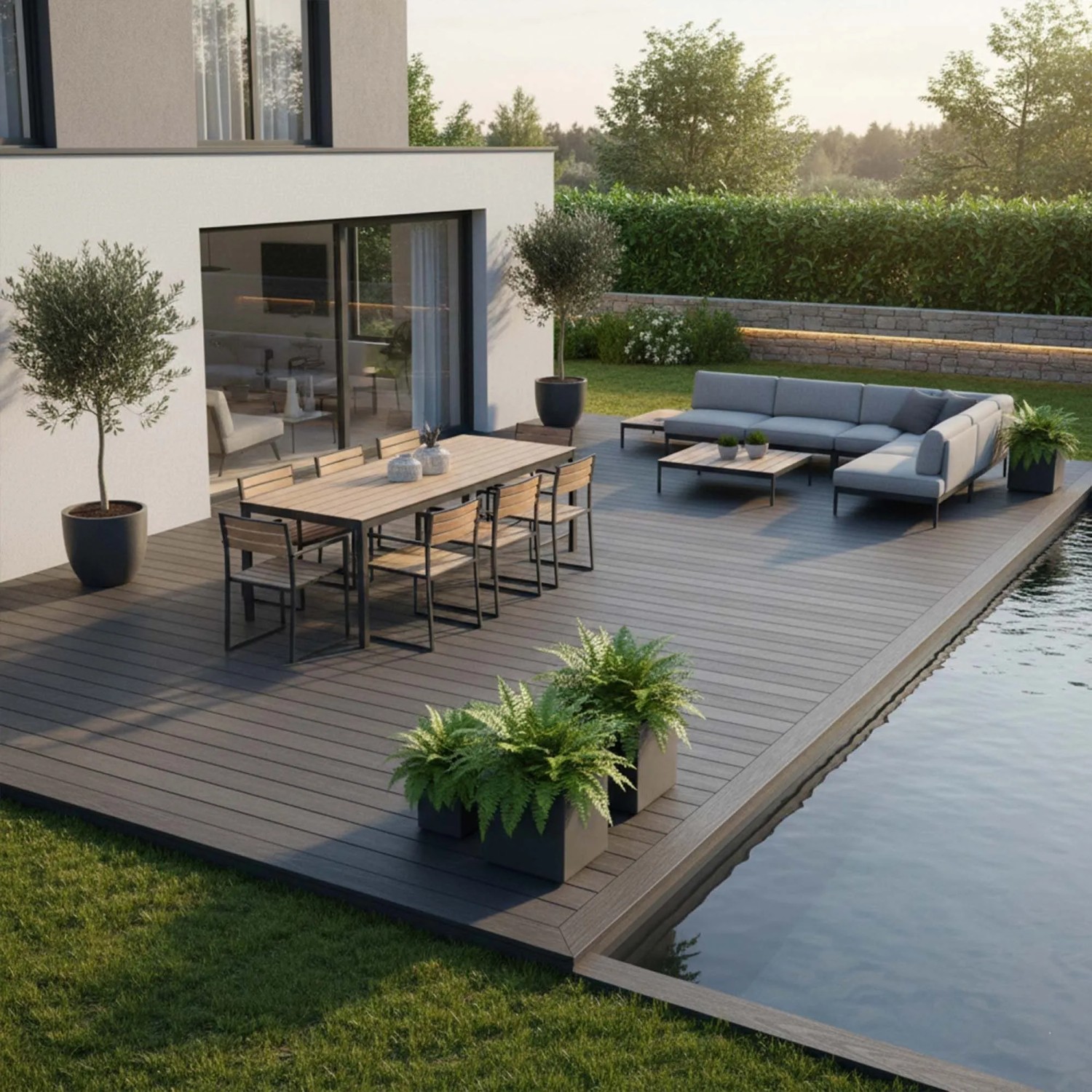 Piastrelle da esterno doga WPC WOOD double face antracite 161x2000 mm_6