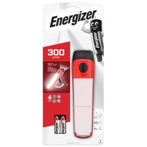 Torcia Energizer, 300 lumen, rosso/bianco, con batterie. Torcia LED compatta.