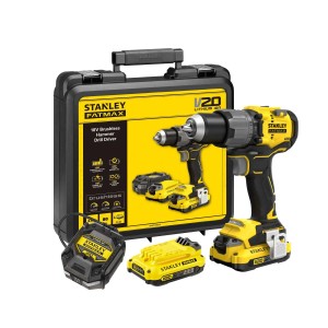 Set avvitatore a impulsi a batteria Stanley Fatmax con custodia e batterie.