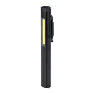 Torce t.b.t. nera con clip e area di illuminazione a LED.