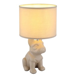 Lampada da tavolo DOGO con paralume cucciolo di cane ceramica sabbia
