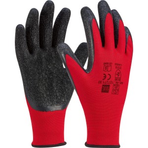 Guanti da lavoro in lattice rossi, confezione da 5, taglia 9. Guanti resistenti per artigianato ed edilizia.