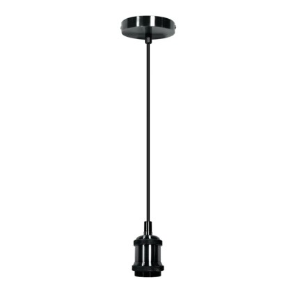 Portalampadina E27 sospeso nera 1,5 m max.60W