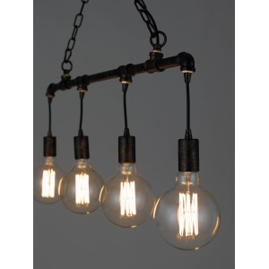 Lampada a sospensione Luce Design Amarcord a 4 luci marrone ruggine in stile vintage.