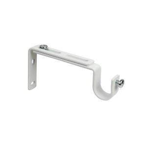 Supporto per bastone per tende bianco per montaggio a parete.