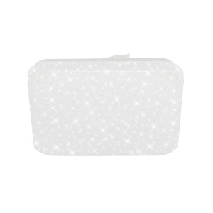 Plafoniera t.b.t. bianca con effetto glitter per montaggio a soffitto.