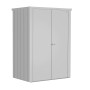 Armadio da terrazza Biohort Romeo, 181x132x87 cm, color argento metallizzato. Armadio da giardino con doppia anta e maniglia.