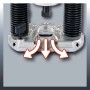 Dettaglio della fresatrice verticale Einhell TC-RO 1155 E con aspirazione polvere.
