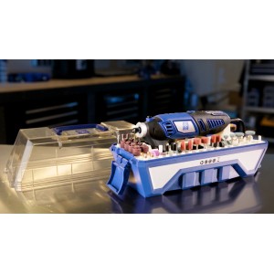 Set modellismo e incisione LUX MBS-160 con accessori in scatola.