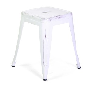 Sgabello in ferro New Bristol bianco antico 38x38x45 cm