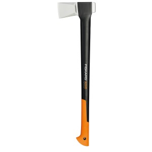 Fiskars Spaltaxt X25 XL (77 cm) per spaccare la legna. Ascia con manico nero e impugnatura arancione.