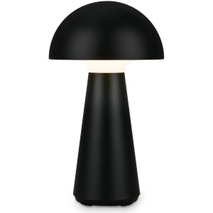 Lampada da tavolo a batteria nera Brilo Fungo, luce da esterno a forma di fungo con dimmer touch.