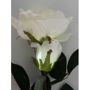 Rosa solare decorativa, fiore artificiale bianco con illuminazione a LED per esterni.