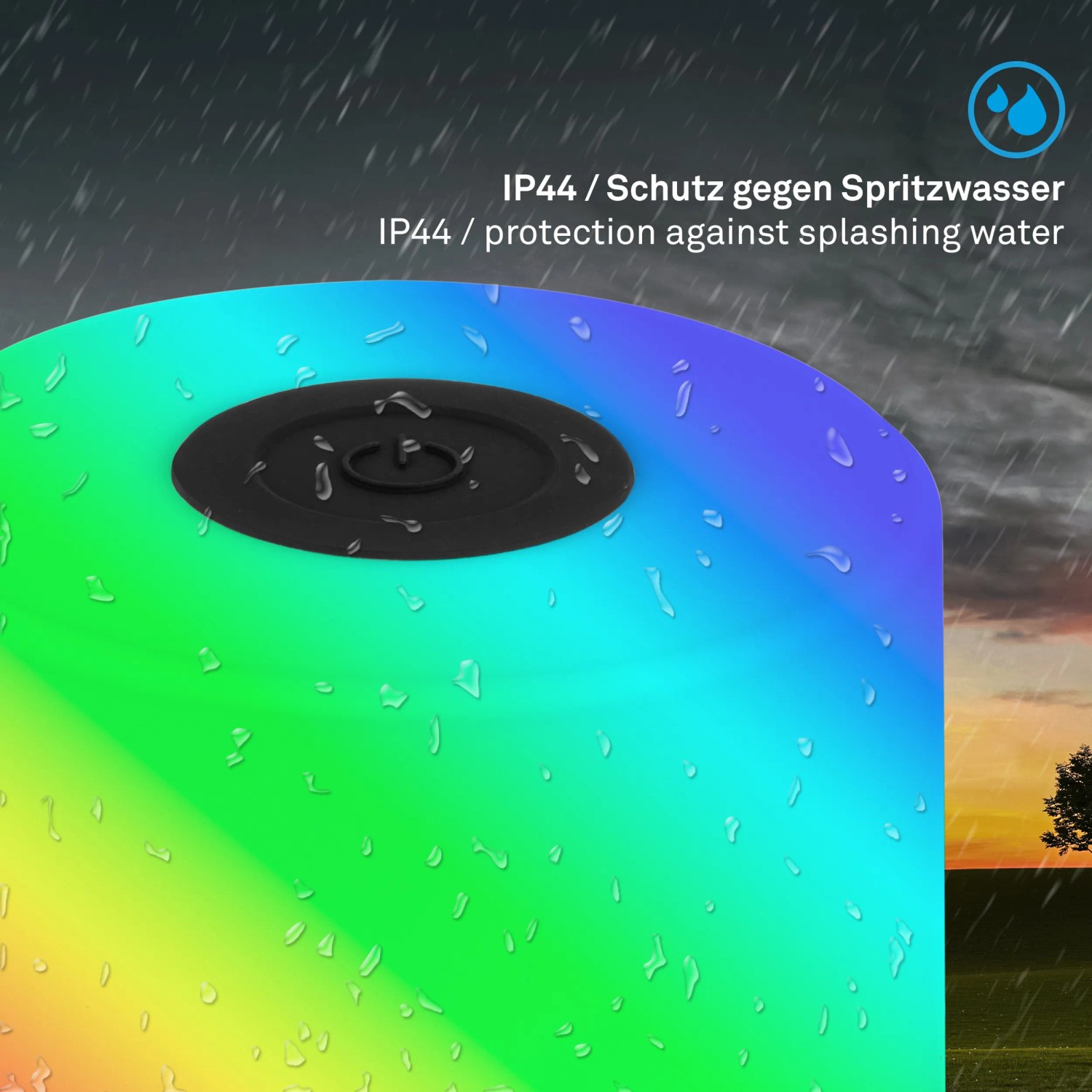 Lampada da tavolo a batteria Brilo Smal nera con illuminazione RGB e protezione dagli spruzzi (IP44).