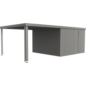 Tettoia laterale Biohort in grigio quarzo metallizzato per casetta Neo, larghezza 3 m.
