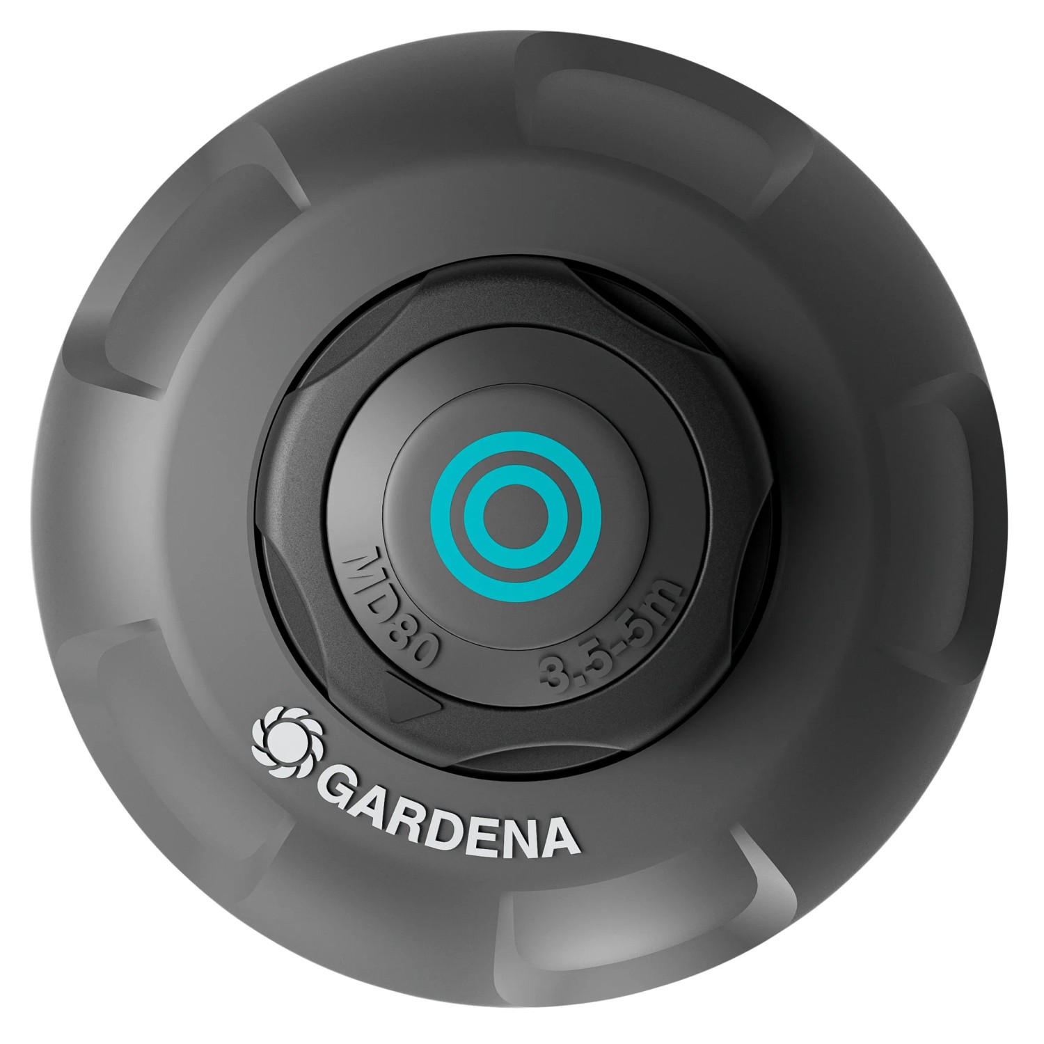 Dettaglio dell'irrigatore a scomparsa Gardena MD80 per irrigazione prato fino a 80 m².