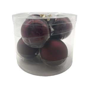 Set di palline in vetro rosso bordeaux 8 cm 6 pz