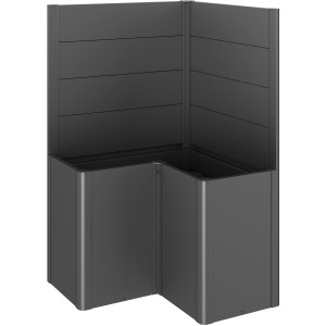 Biohort Belvedere paravento a L, 2 elementi in verde scuro metallizzato per aiuole rialzate.