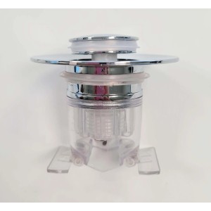 Sifone per lavabo t.b.t. in cromo e plastica trasparente.