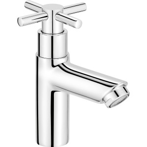 Rubinetto acqua fredda baliv KV-5130 cromato, miscelatore lavabo con maniglia a croce.