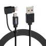 Cavo USB nero t.b.t. con connettore Micro-USB, Lightning e USB-A per interni auto.