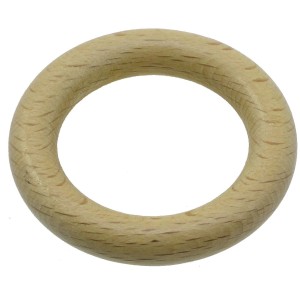 Anello in legno naturale per bastoni per tende.
