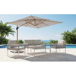 Ombrellone a palo decentrato Heliantus 300x400 cm legno