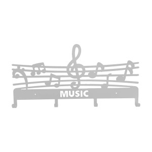 Appendiabiti decorativo con motivo di note musicali, ideale per gli amanti della musica.