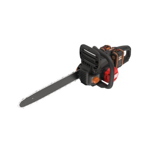 Elettrosega a batteria t.b.t. con corpo nero e lama lunga.