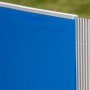 Dettaglio: Parete in acciaio bianca e liner blu della piscina rotonda Gre Fidji, Ø 350 cm.