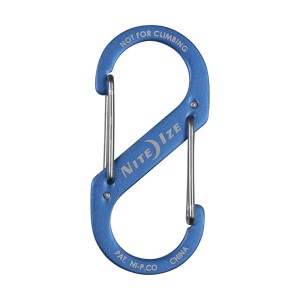 Moschettone blu t.b.t., non adatto per l'arrampicata.