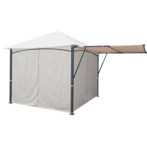 Gazebo t.b.t. con pannelli laterali e parasole estensibile.