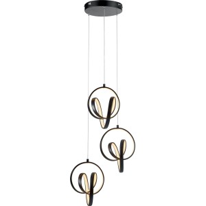 Lampada a sospensione moderna nera con tre paralumi rotondi. Ideale come Sospensioni.
