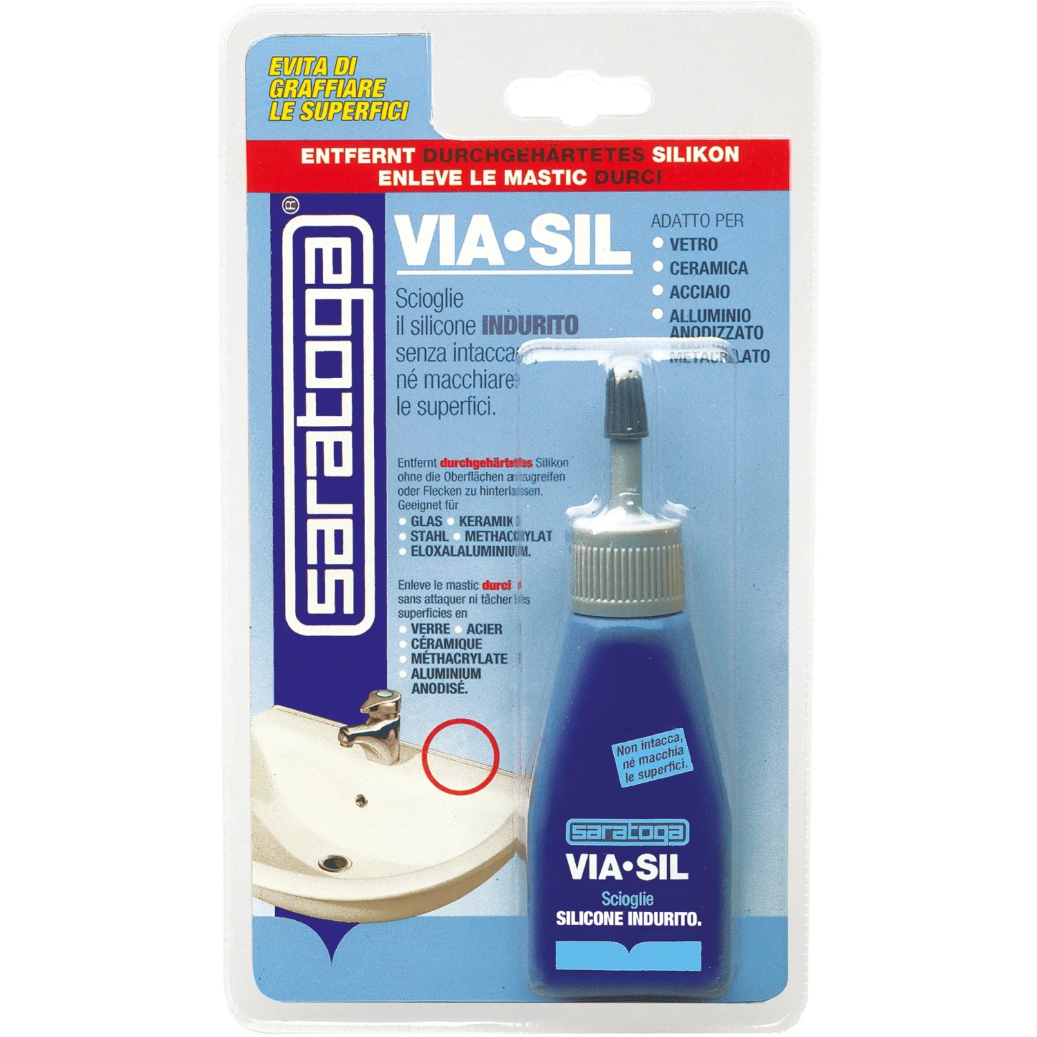 t.b.t. di Saratoga, rimuovi silicone per superfici.